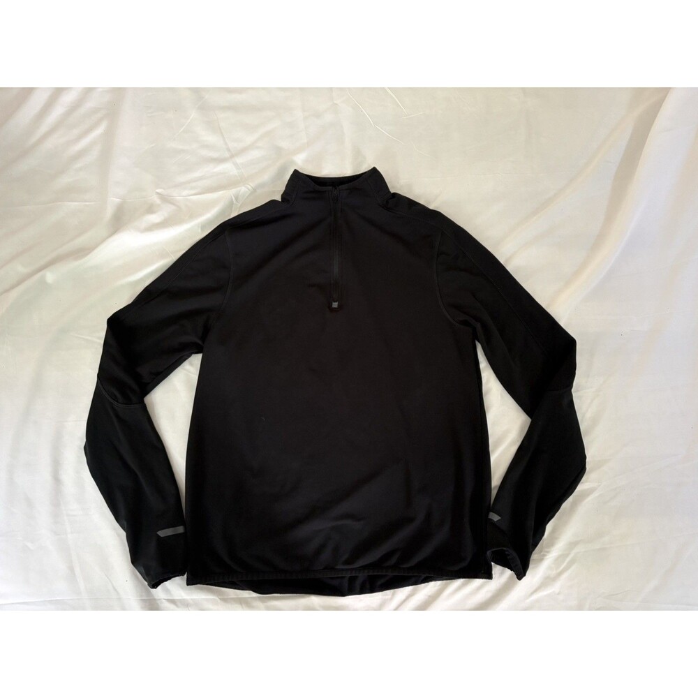 Champion Running Fleece Half Zip Pullover Long Sleeve Athletic Black Size M